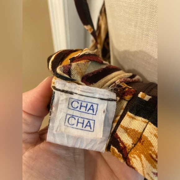 Vintage long dress Erika Brooke Cha Cha size plus 20/40 brown cream - Picture 4 of 9